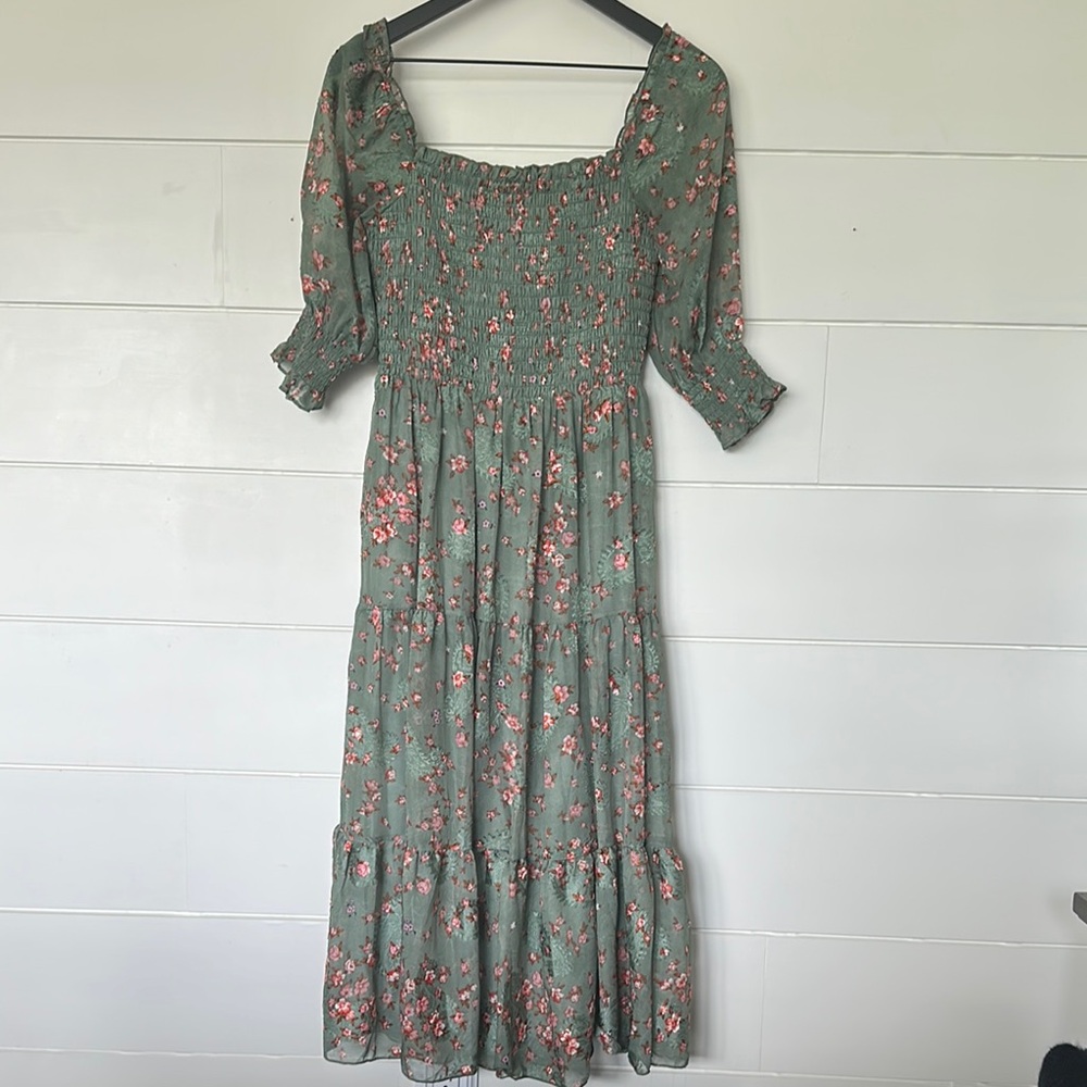 Floral Green Maxi Dress